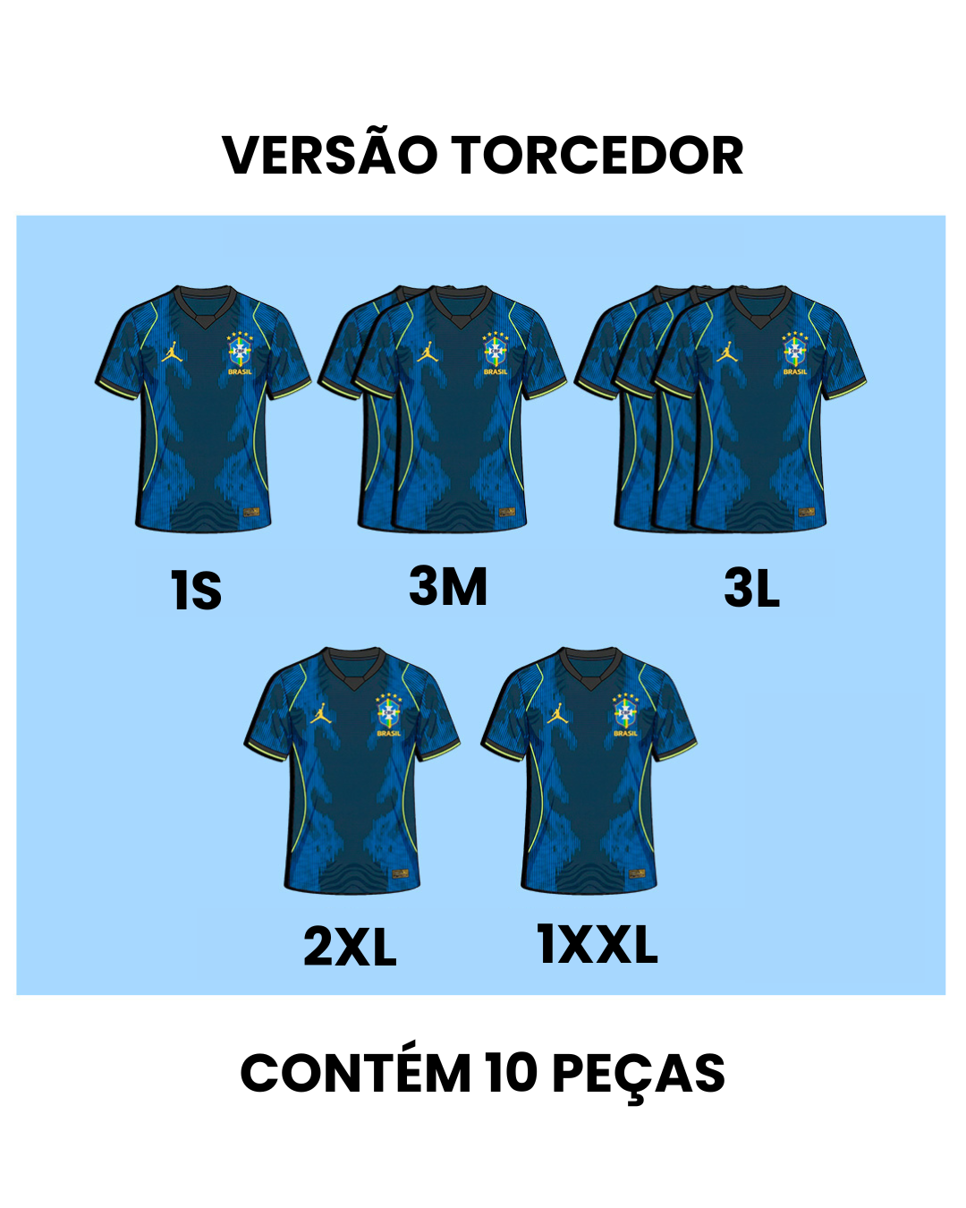 Grade Fechada Brasil Torcedor Azul - 12 Peças