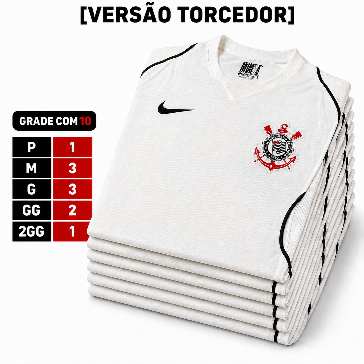 Grade Fechada Corinthians Feminina Torcedor - 10 Peças