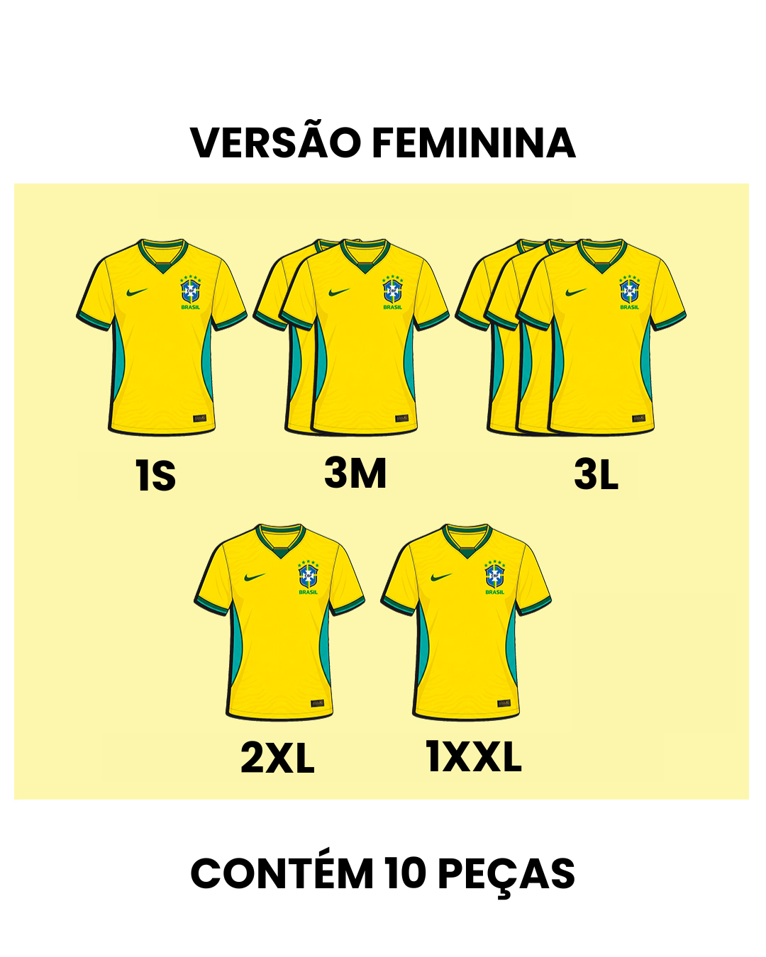 Grade Fechada Brasil Feminina Amarela - 12 Peças