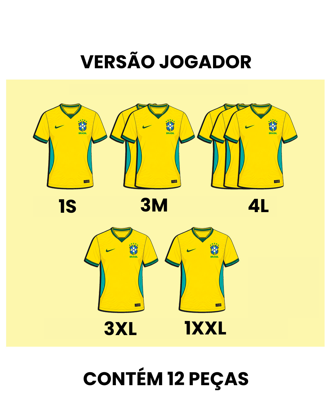 Grade Fechada Brasil Jogador Amarela - 12 Peças