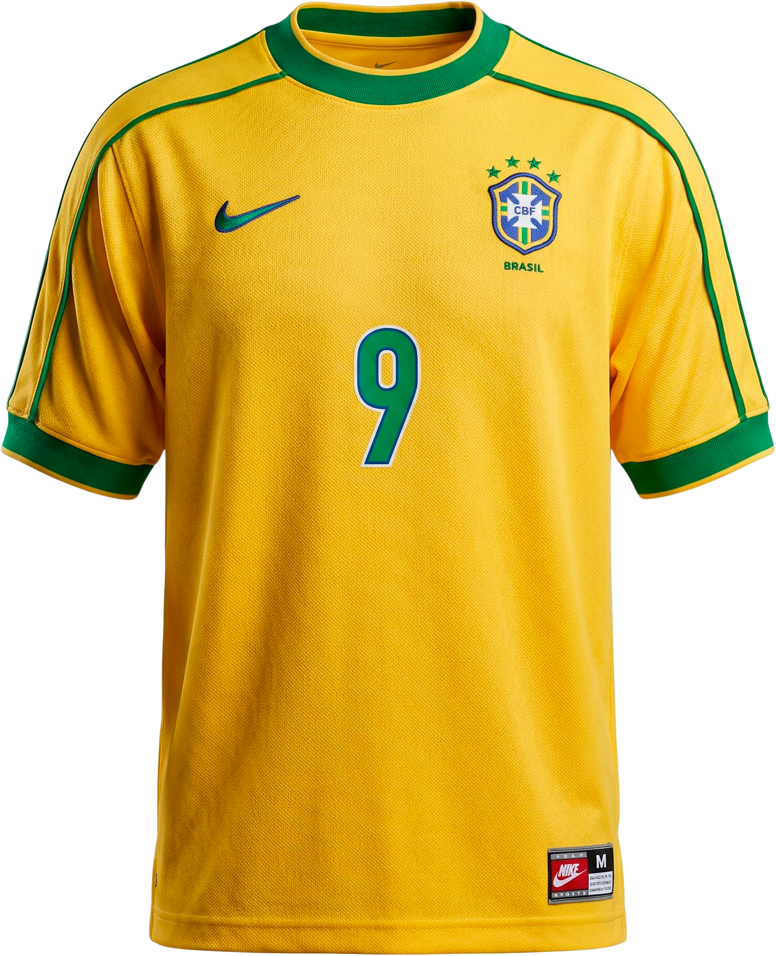Camisa Brasil Retrô 98 Ronaldo 9 - Amarela