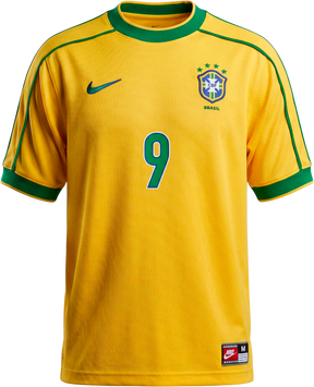 Camisa Brasil Retrô 98 Ronaldo 9 - Amarela