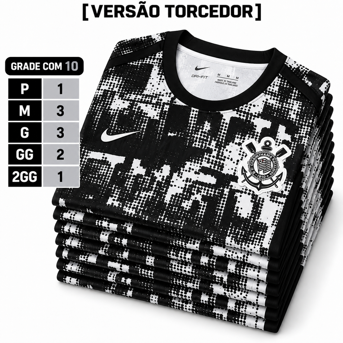 Grade Fechada Corinthians Treino Torcedor Masculino - 10 Peças