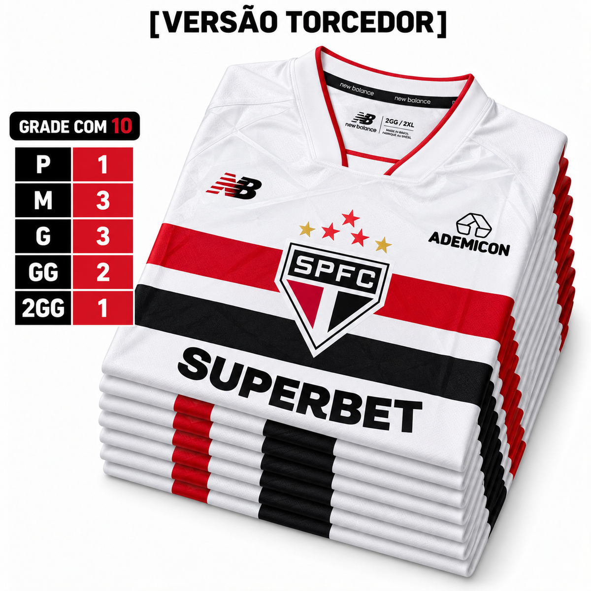 Grade Fechada São Paulo Torcedor Masculino - 10 Peças